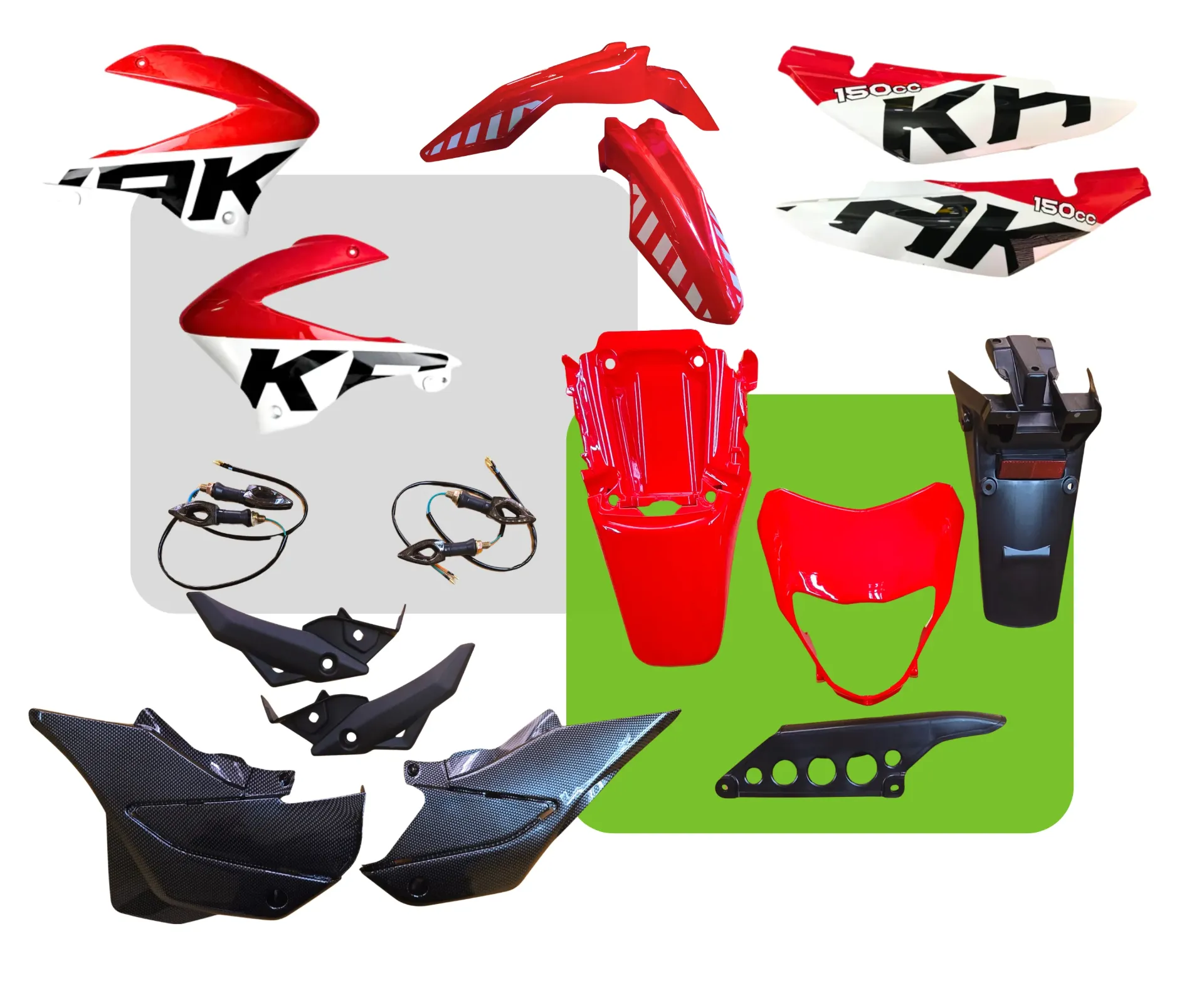 KIT DE TAPAS COMPLETA CON LUCES DE CRUCES B-K150K ROJO CON BLANCO